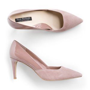 ISAAC MIZRAHI Paula Mixed Material Leather Heel